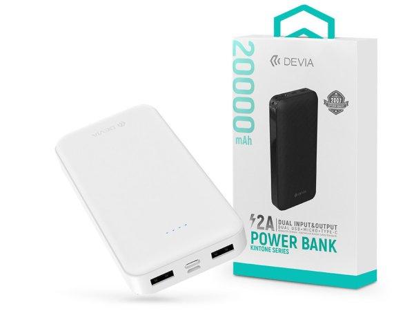 Univerzális hordozható, asztali akkumulátor töltő - Devia Kintone Series V2
Power Bank - 2xUSB + Type-C + microUSB - 20.000 mAh - fehér