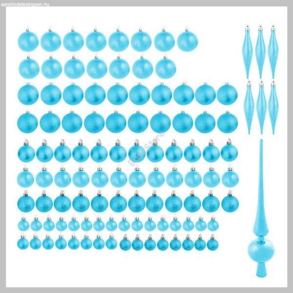 112 db-os karácsonyfadísz szett, türkiz HOP1001123-4