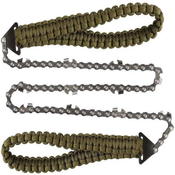 DRAGOWA Tactical Zsebláncfűrész paracord nyéllel Wander, zöld