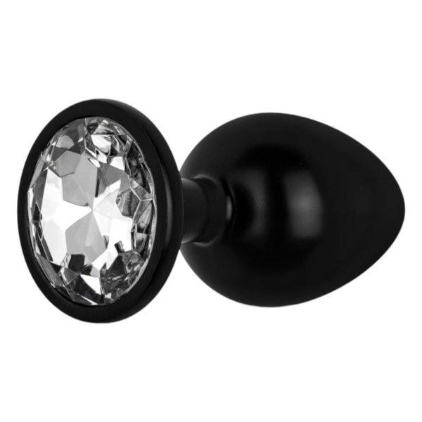 / Easytoys Anal Collection - fém anál plug kővel - M (fekete)