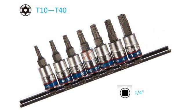 TORX BITFEJ KLT 1/4" FURATOS (2107PR) 7RÉSZES