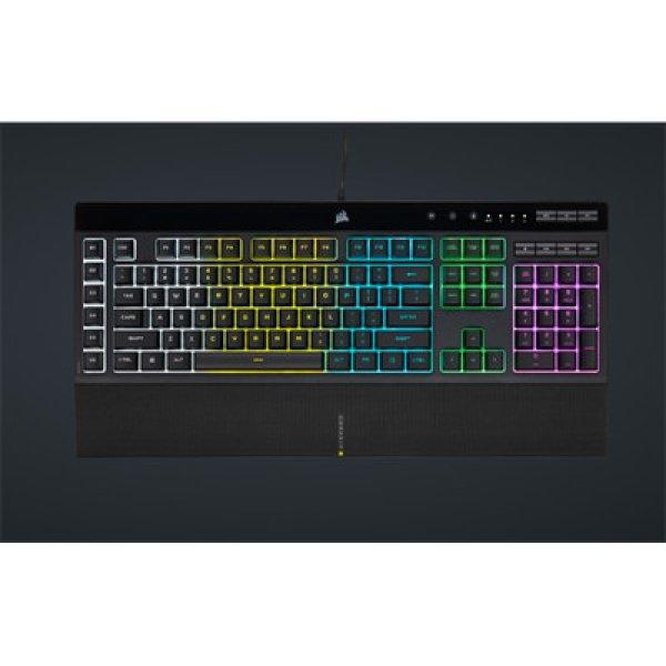 CORSAIR Vezetékes Billentyűzet Gaming, K55 RGB PRO, 6 programozható
billentyű, Cseppálló, Csuklótámasz, US, fekete