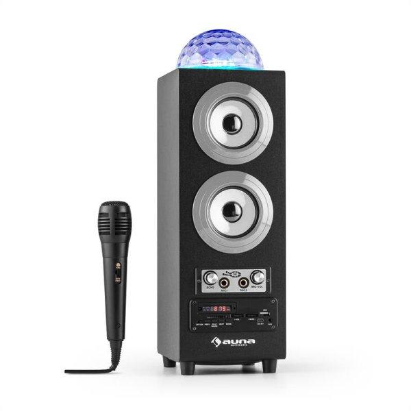 Auna DiscoStar Silver, hordozható 2.1 bluetooth hangfal, USB, akkumulátor,
LED, mikrofon