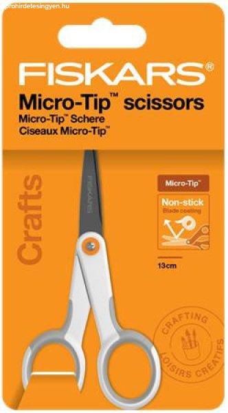 Olló, általános, tapadásmentes, 13 cm, FISKARS "MicroTip
Titanium", fehér