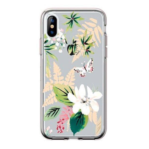 Comma tok Butterfly Crystal Flower Series for iPhone XS Max, fehér