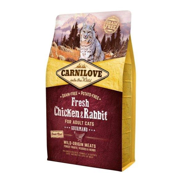 Carnilove Fresh Adult Cat Chicken & Rabbit Gourmand- Csirke és Nyúl Hússal
2kg