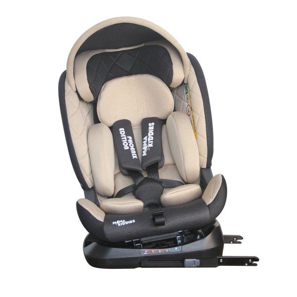 ISOFIX-es 360°-ban forgatható Mama Kiddies iSize Phoenix Edition Rotary
Protect GT biztonsági autósülés (40 -150 cm) bézs színben ajándék
napvédővel