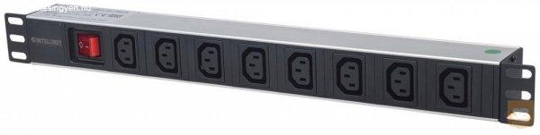 Intellinet Elosztósáv Rack 19'' 1U 110V-250V/10A 8xC13/1xC14 kábel
2m