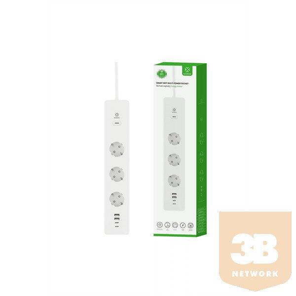 Woox Smart Home Elosztó - R6132 (3 db Schuko, IP20, 16A, 2xUSB2.0, 2xUSBC,
energiafogyasztás monitoring, 1,5m)