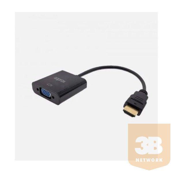 APPROX Kábel átalakító - HDMI to VGA Adapter + audio output