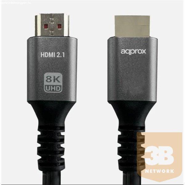 APPROX Kábel - HDMI 2.1 kábel apa/apa 3m (UHD 8K, 4K, FHD, aranyozott, HDR10,
HDCP 2.2, Dolby TrueHD, ARC)