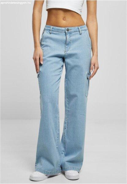 Urban Classics Ladies High Waist Straight Denim Cargo Pants lighter washed