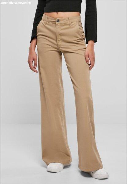 Urban Classics Ladies High Waist Wide Leg Chino Pants unionbeige