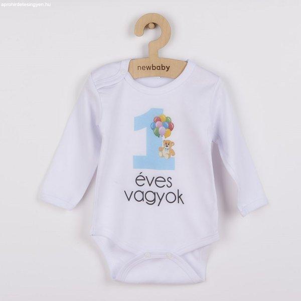 Body nyomtatott mintával New Baby 1 éves vagyok kék