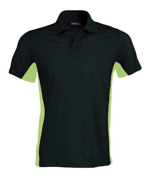 Férfi kétszínű rövid ujjú galléros piké póló, Kariban KA232,
Black/Lime-XL