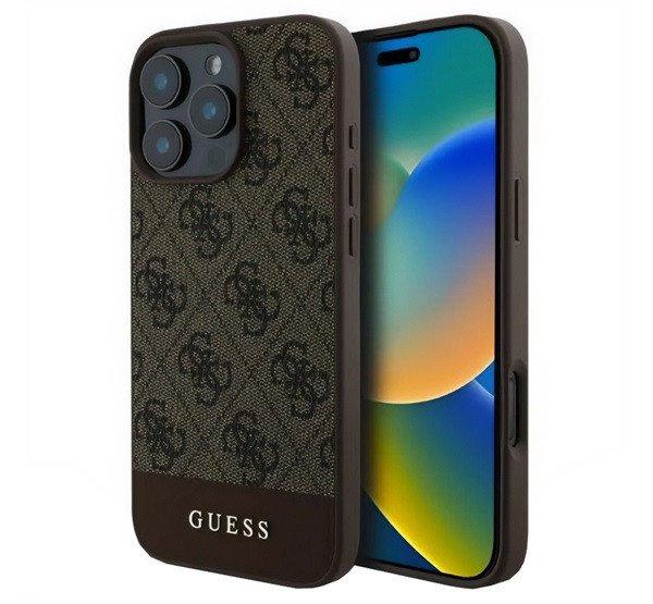 GUESS 4G STRIPE műanyag telefonvédő (textil hátlap) BARNA Apple iPhone 16
Pro Max