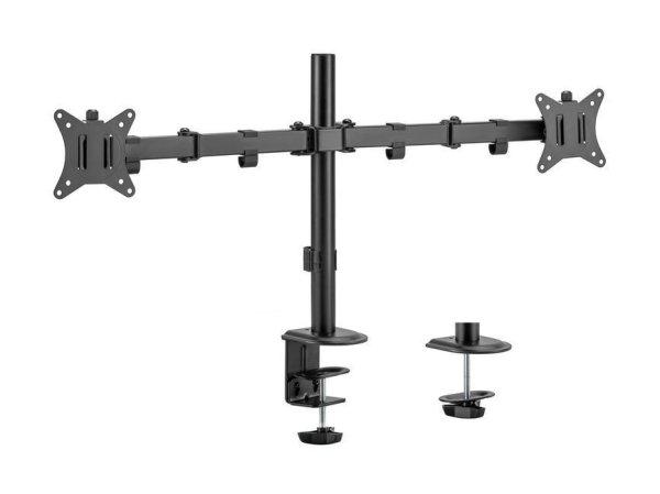 EQuip 17"-32" Articulating Dual Monitor Desk Mount Bracket Black