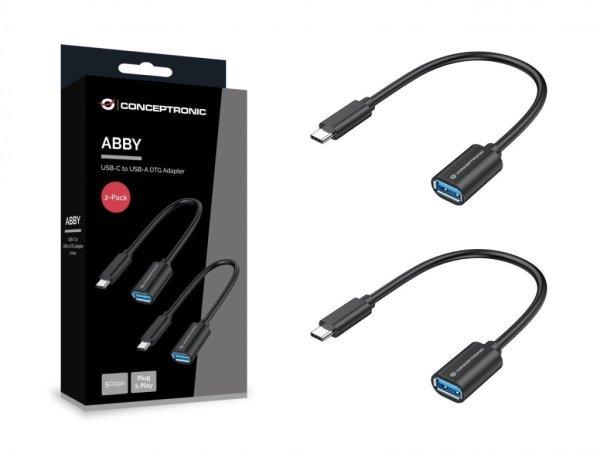 Conceptronic ABBY11B USB-C to USB-A OTG Adapter 20cm Black (2-Pack)