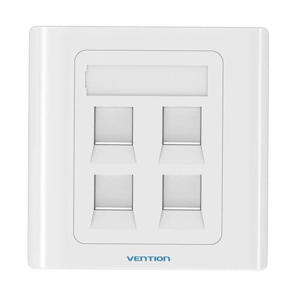 4-Port Keystone Wall Plate 86 Type Vention IFCW0 White