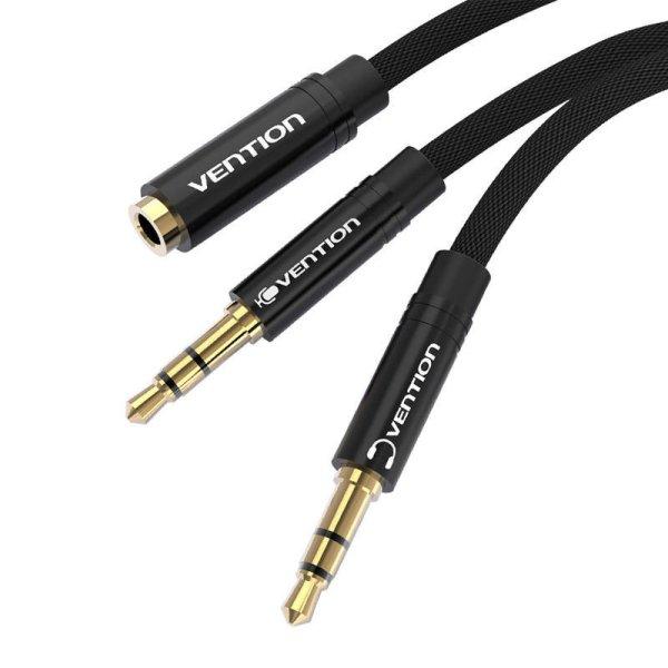 Kábel audio mini jack 3,5 mm-es hüvelyk 2x mini jack 3,5 mm-es hím Vention
BBLBAB 0,6m (fekete)