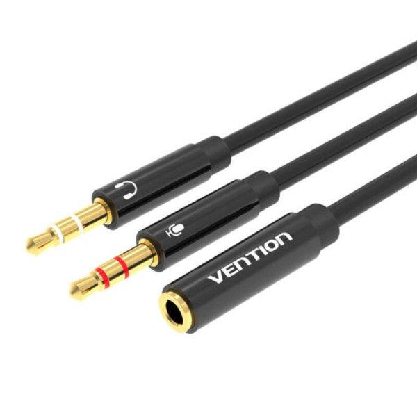 Audio kábel 2x 3,5 mm-es férfi 4 pólusú női 3,5 mm Vention BBTBY 0,3m
Fekete