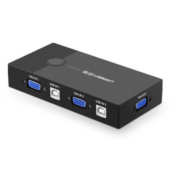 UGREEN 30357 KVM kapcsolódoboz 2-port, VGA (fekete)