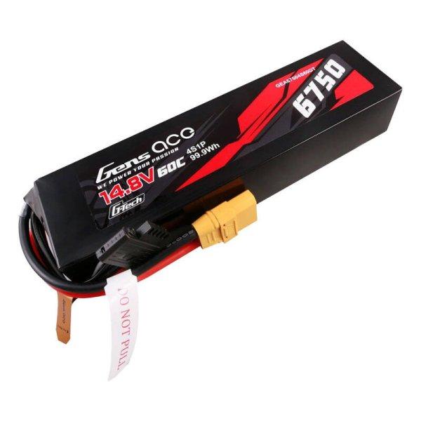 Gens ász G-Tech 6750mAh 14.8V 60C 4S1P Lipo akkumulátor csomag PC anyagból
készült tok XT90 dugóval