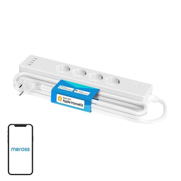 Meross MSS425FHK Smart WiFi (EU) elosztó, 4 aljzat 4x USB (HomeKit)