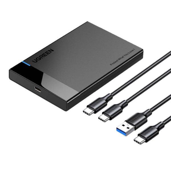 UGREEN US221 Külső ház 2,5" HDD/SSD, SATA, USB 3.0 + USB-C USB-C 3.1
(fekete)