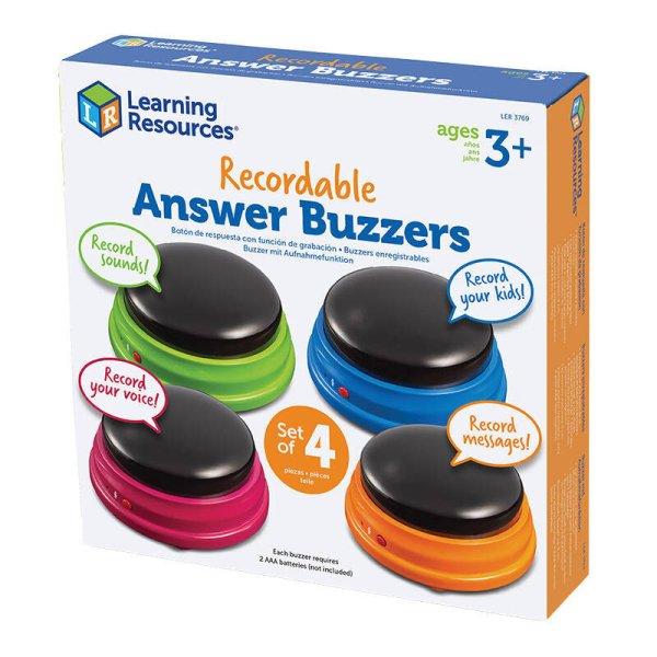 Learning Resources LER 3769 Answer Buzzers nyomógombok felvehető hanggal (4
darabos készlet)