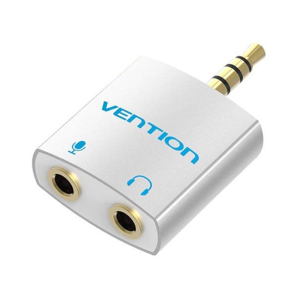 Adapter audio 4 pólusú 3,5 mm-es hímivarú 2x 3,5 mm-es női Vention BDBW0
ezüst