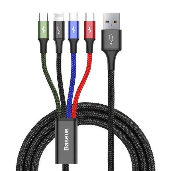 Baseus Fast 4 az 1-ben USB-kábel 2xUSB-C / Lightning / Micro 3,5A 1,2 m
(fekete)