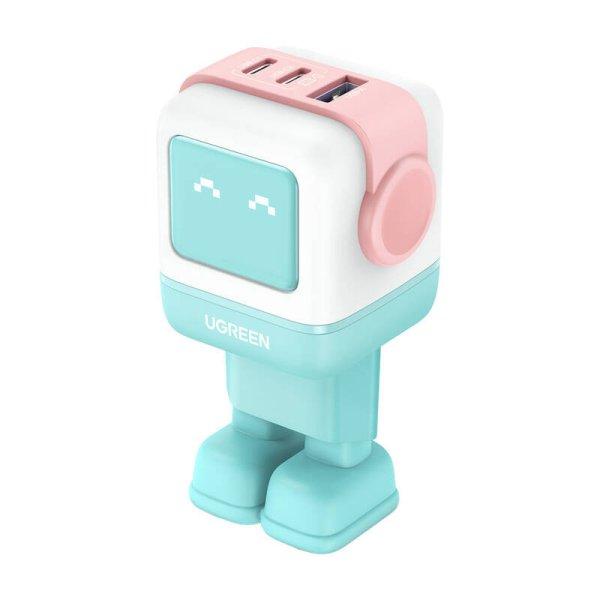 Fali töltő Ugreen Nexode RG (Robot GaN) , 2x USB-C USB, 65W (rózsaszín -
kék)