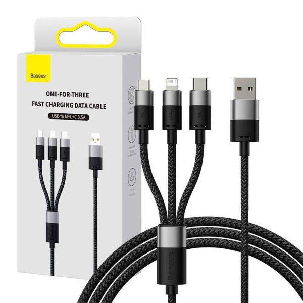 Baseus StarSpeed Gyorstöltő USB - M L C, 3.5A, 0,6m (fekete)