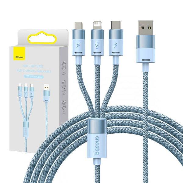 Baseus StarSpeed 3 az 1-ben töltőkábel USB - USB-C Micro Lightning, 3,5A,
1.2m (kék)