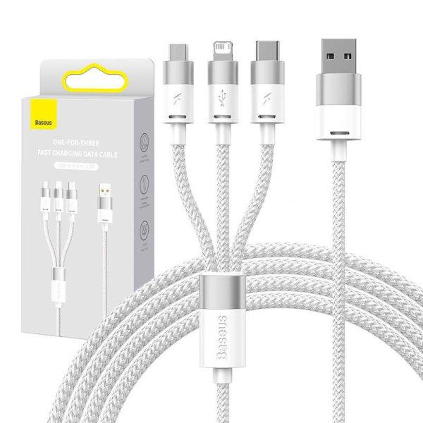 Baseus StarSpeed 3 az 1-ben kábel USB - USB-C Micro-USB Lightning, 3,5A, 1.2m
(fehér)