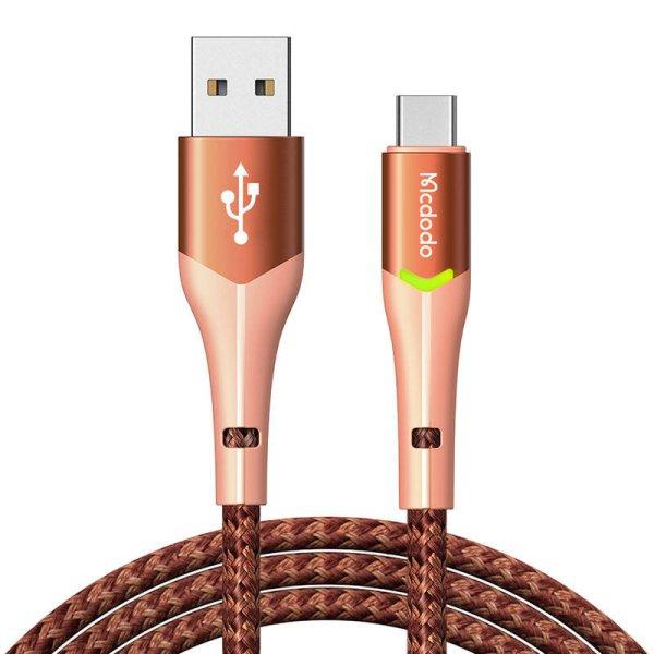 USB-ről USB-C-re Mcdodo Magnificence CA-7962 LED kábel, 1m (narancssárga)