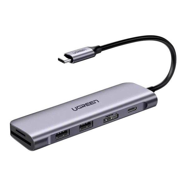 UGREEN Revodok CM195 6 az 1-ben USB-C 2x USB 3.0 Hub , HDMI, SD/microSD, 100W
(szürke)