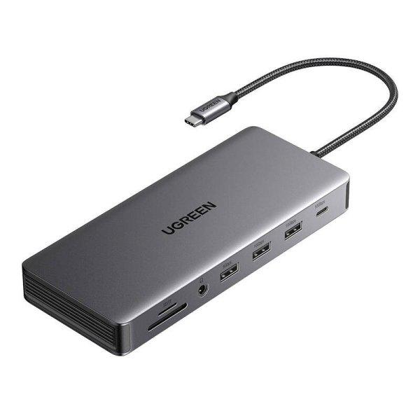 USB-C Hub Ugreen CM681 4x USB, 2x HDMI, DisplayPort, RJ45, SD/TF, AUX, PD 100W
(gray)