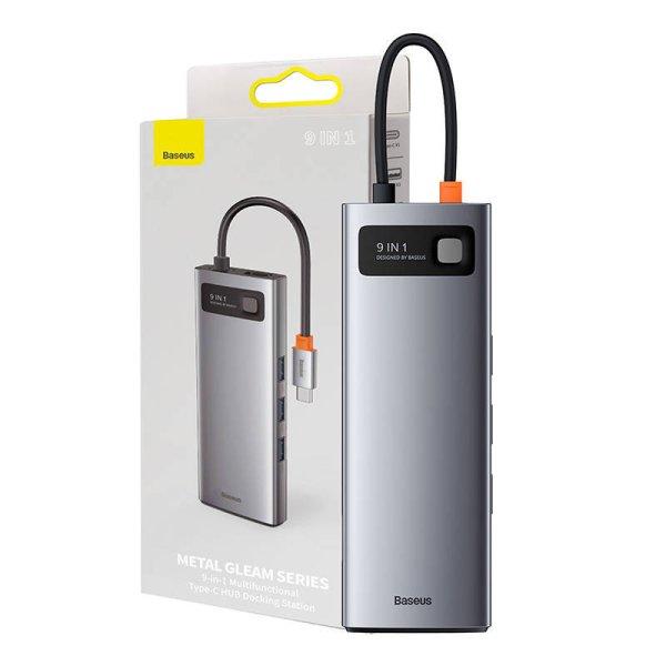 Baseus Metal Gleam Series 9 az 1-ben hub, USB-C - 3x USB 3.0 + HDMI + USB-C PD +
Ethernet RJ45 + microSD / SD + VGA