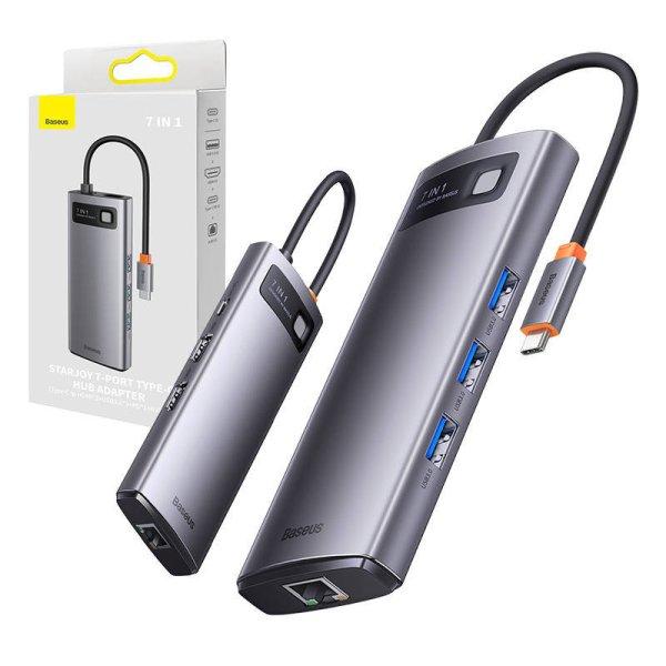 Baseus Metal Gleam Series 7 az 1-ben hub, USB-C - 3x USB 3.0 + HDMI + USB-C PD +
VGA + Ethernet RJ45