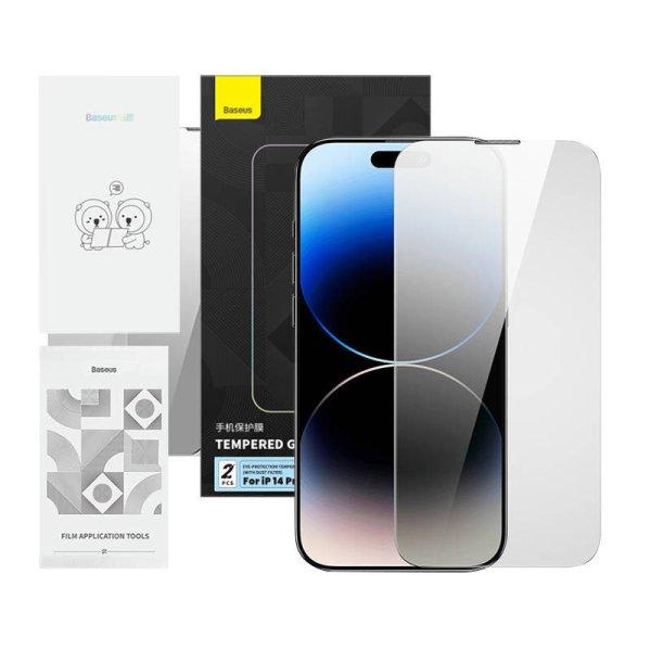 Baseus Crystal Series betekintésgátló edzett üvegfólia iPhone 14 Pro