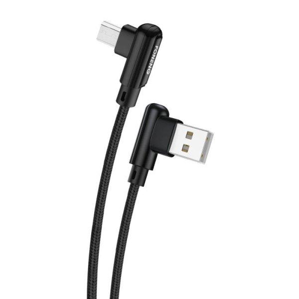 Foneng X70 ferde USB-Micro USB kábel, 3A, 1m (fekete)