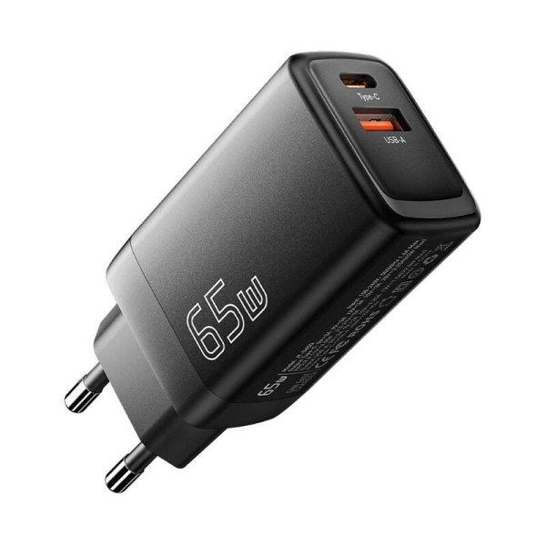 Fali töltő USB-C USB-A 65W Essager GaN (fekete)