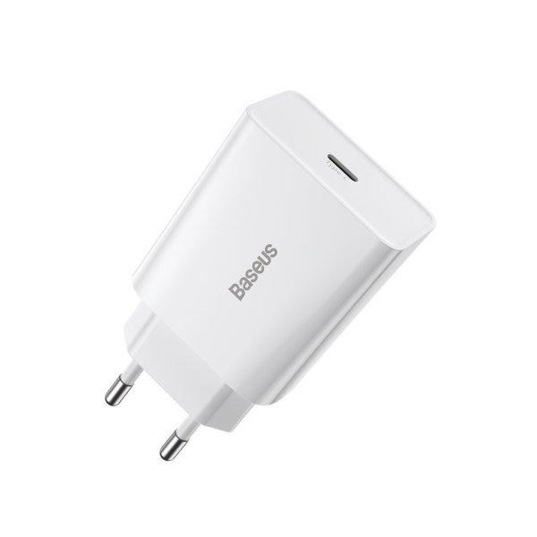 Baseus speed mini gyorstöltő, USB USB-C, PD, 3A, 20 W (fehér)