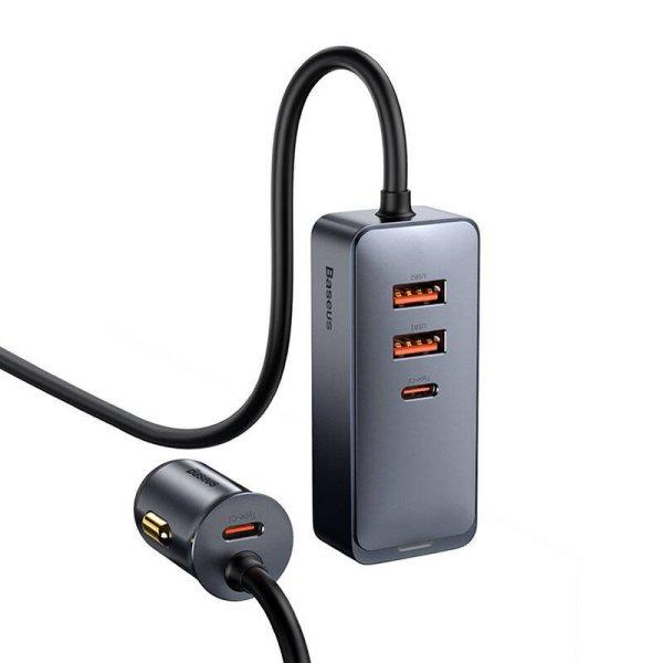 Baseus Share Together autós töltő hosszabbítóval, 2x USB, 2x USB-C, 120W
(szürke)