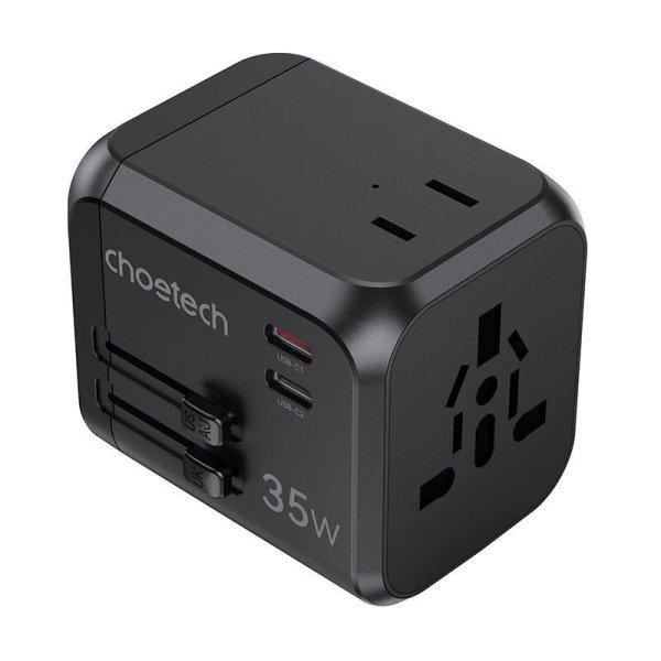 Choetech PD5008 utazási töltő, 3xUSB-A, 2xUSB-C, GaN, 35W, US/EU/UK/AU
(fekete)