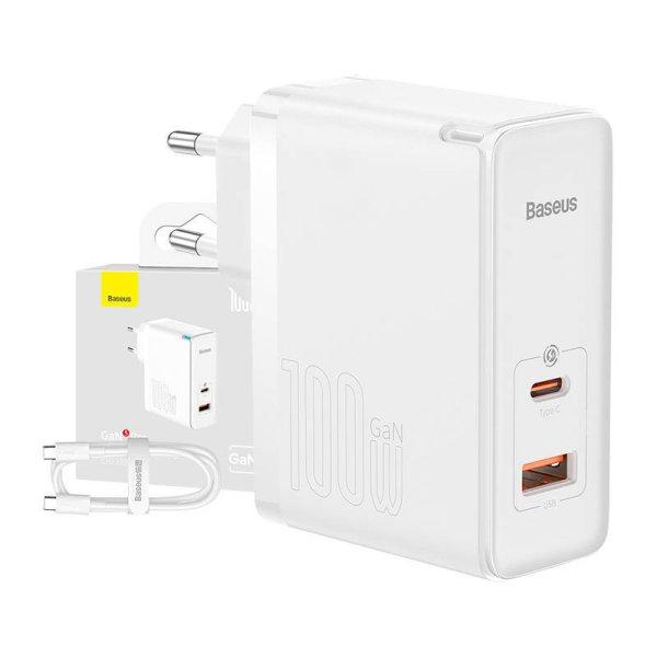 Baseus GaN5 Pro USB-C USB hálózati töltő, 100W 1m kábel (fehér)