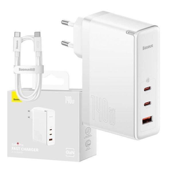 Baseus GaN5 Pro Gyorstöltő, 2xUSB-C USB, 140W (fehér)