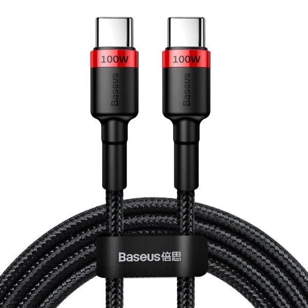 Baseus Cafule USB-C-USB-C kábel, QC 3.0, PD 2.0, 100 W, 5A, 2 m (piros-fekete)